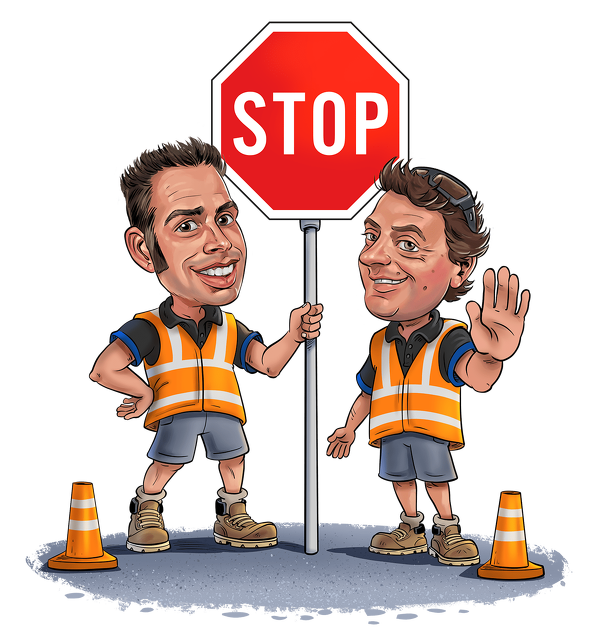 Mike & Paul with stop sign